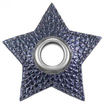 Ösen-Patches Sternform Breite 48 mm ,Höhe 48 mm , Ø 10 mm,  Dunkelblau Metallic